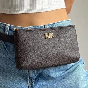 MICHAEL KORS MK Black Gold LOGO Fanny Pack Belt Bag